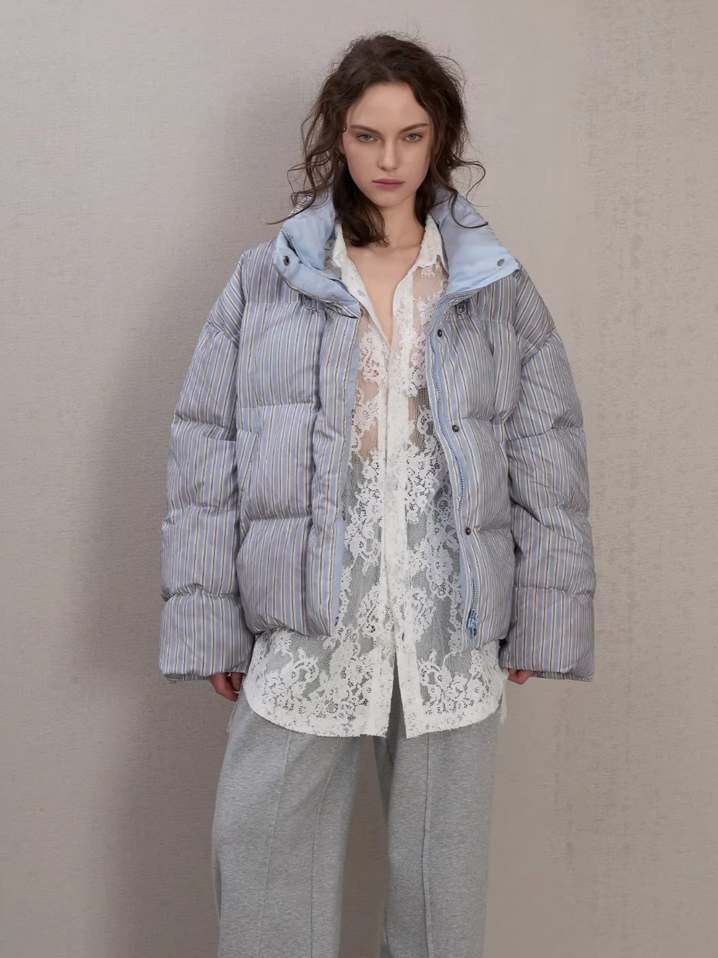 Spray-Dyed Panelled Down Jacket