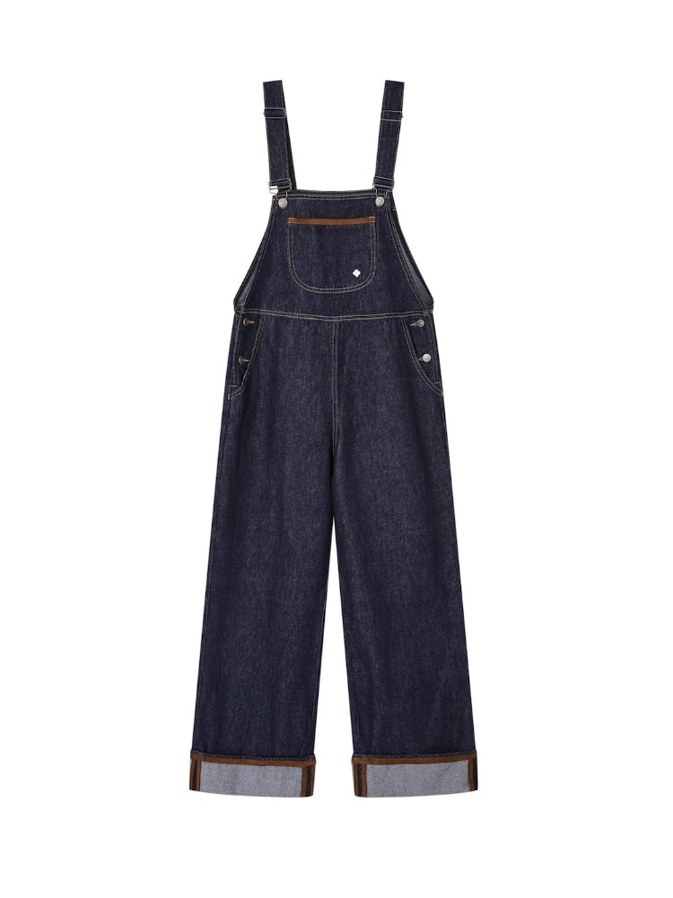 Raw Denim Cuffed Overalls - CHINASQUAD