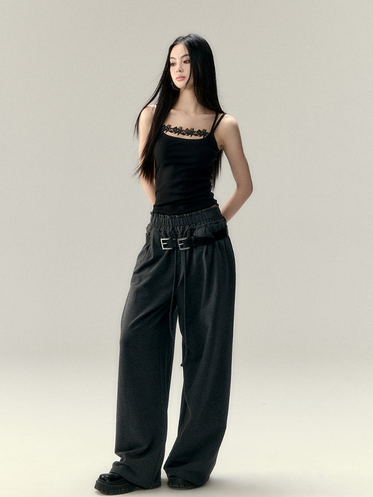 Soft Cotton Pleated Wide-Leg Pants