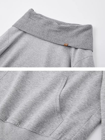 Off-Shoulder Panelled Relaxed Pullover Sweatshirt