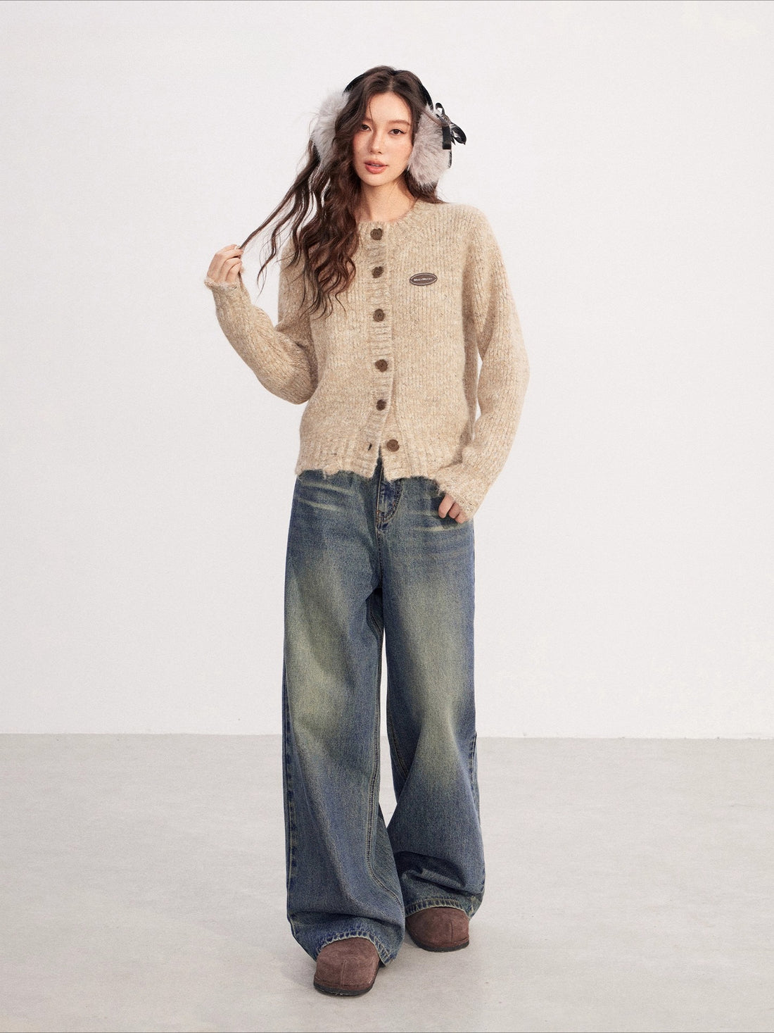 Chunky-Knit Wool-Blend Winter Cardigan