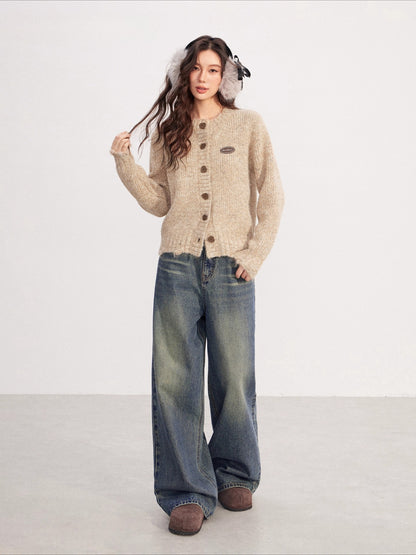 Chunky-Knit Wool-Blend Winter Cardigan