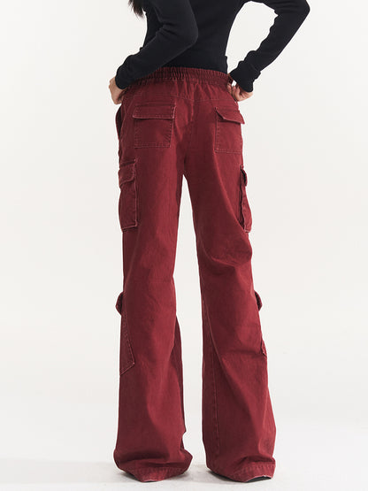 Bordeaux Red Vintage Cargo Pants