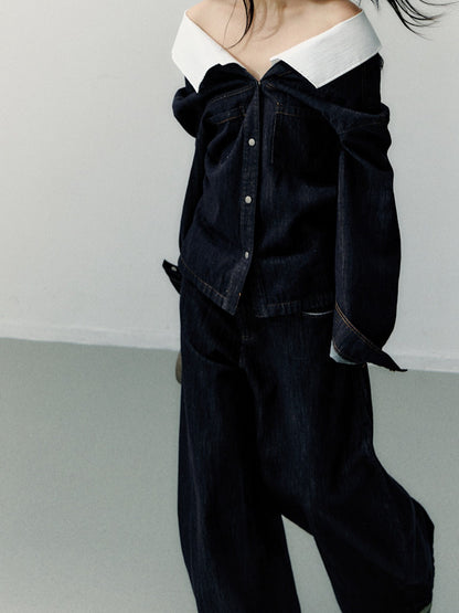 Vintage Wide-Leg Denim Trousers