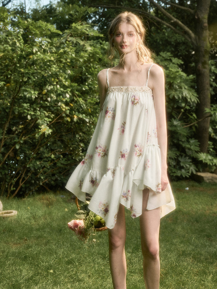 Irregular Lace Puff Dress - CHINASQUAD