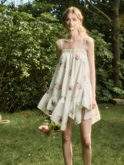 Irregular Lace Puff Dress - CHINASQUAD