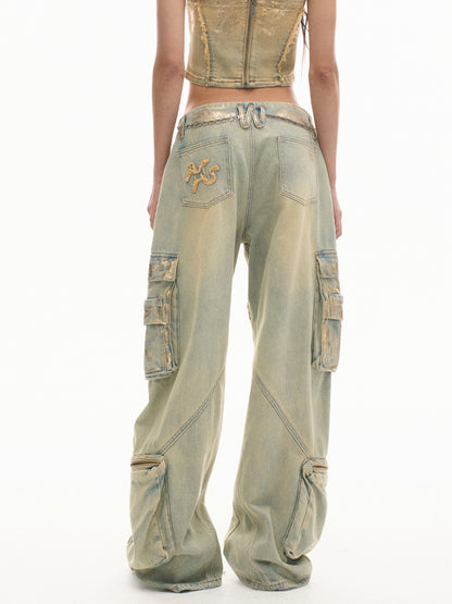 3D Shaped Low Waist Loose Jeans