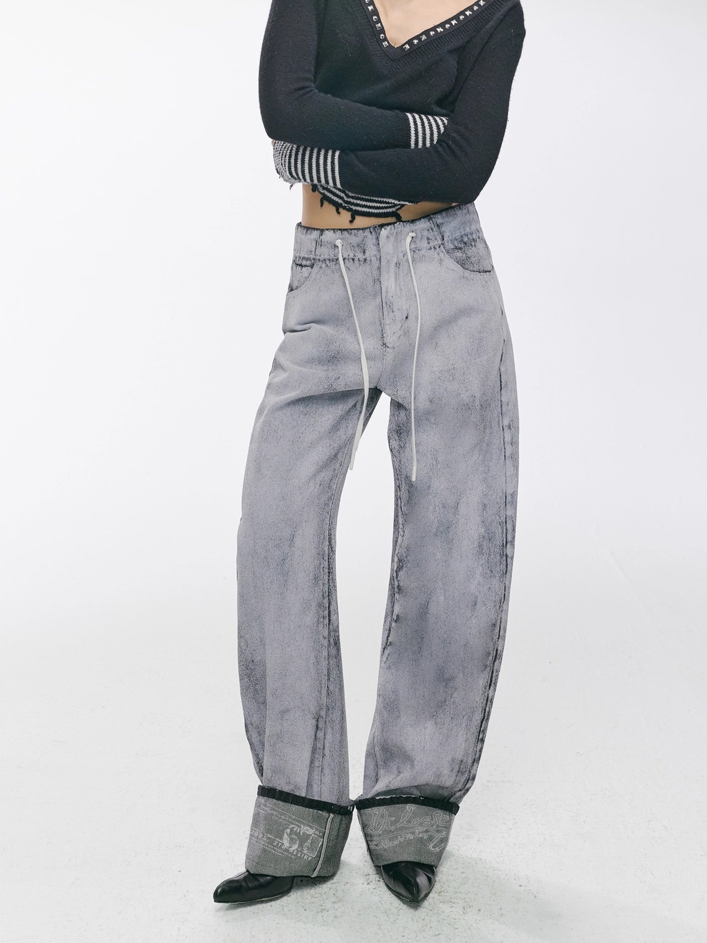 Vintage Washed Straight-Leg Denim Pants