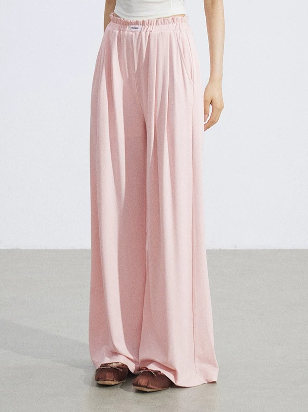 Lace-Trim Flowing Wide-Leg Pants