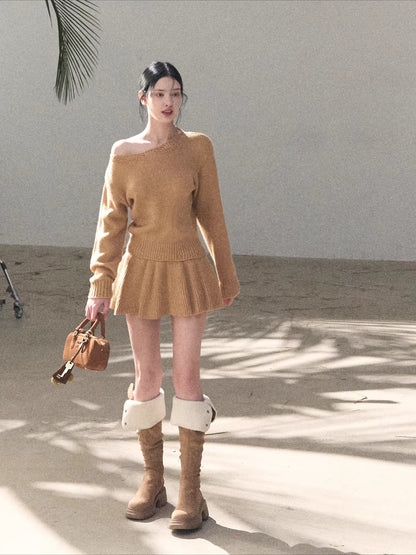 Off-Shoulder Long-Sleeve Mini Dress