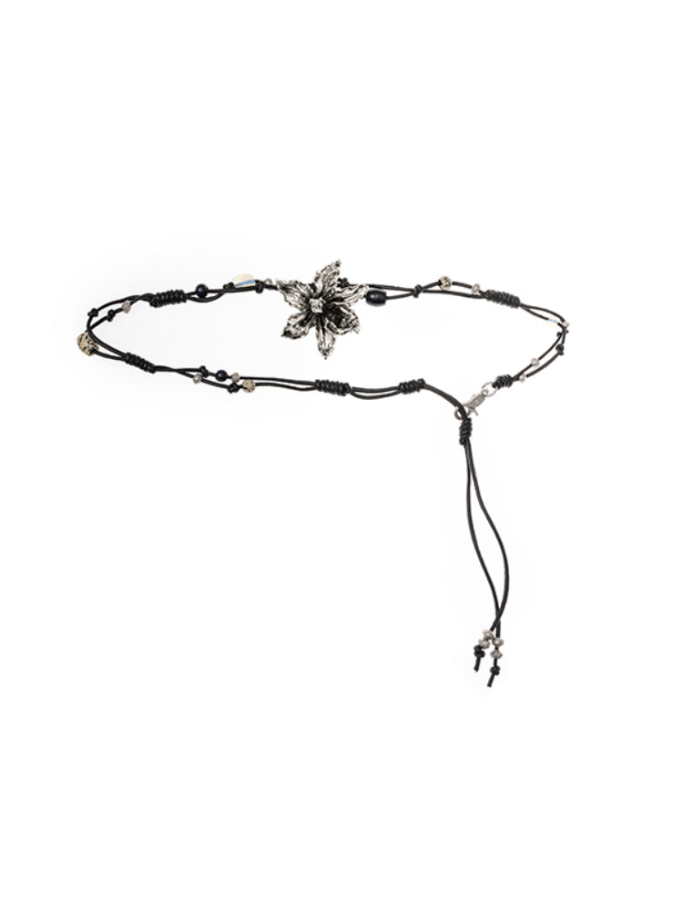 Hand-Woven Metal Flowers and Natural Stones Waist Chain - CHINASQUAD