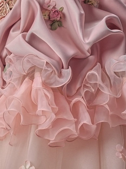 Peach Coco Sculpted Couture Ball Gown