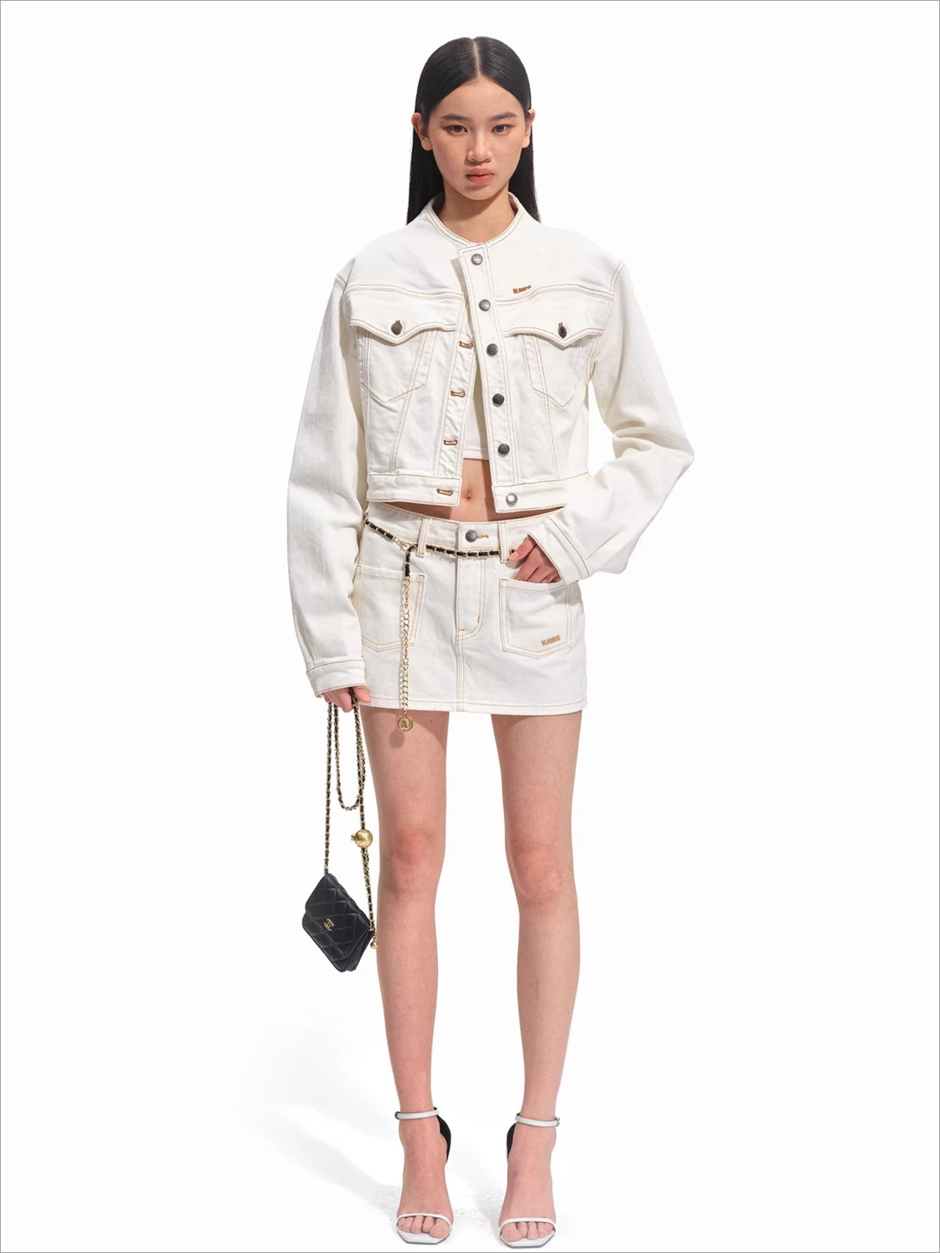 Pocket Detail Low-Rise Denim Mini Skirt