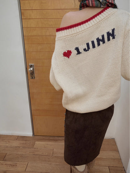 Fair Isle Icelandic Off-Shoulder Chunky Knit Sweater