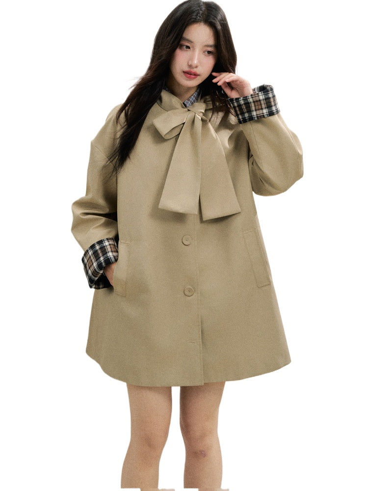 Khaki Bow Trench Coat - CHINASQUAD