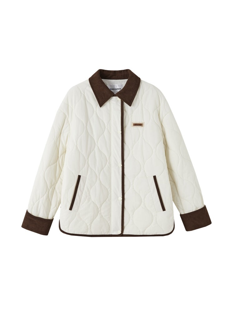 Contrast Collar Quilted Cotton Jacket