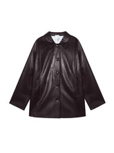 Black H-shaped Cuff Checkered Spliced Leather Jacket - CHINASQUAD