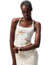 Floral All-Over Printed Big Round Neck Knotted Tank Top - CHINASQUAD