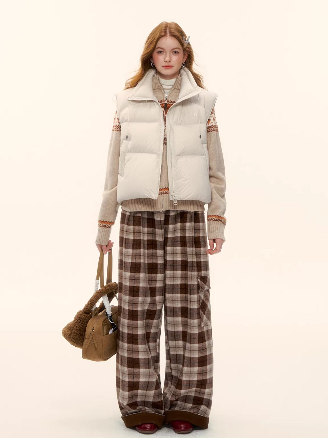 White Duck Down Puffer Stand-Collar Vest