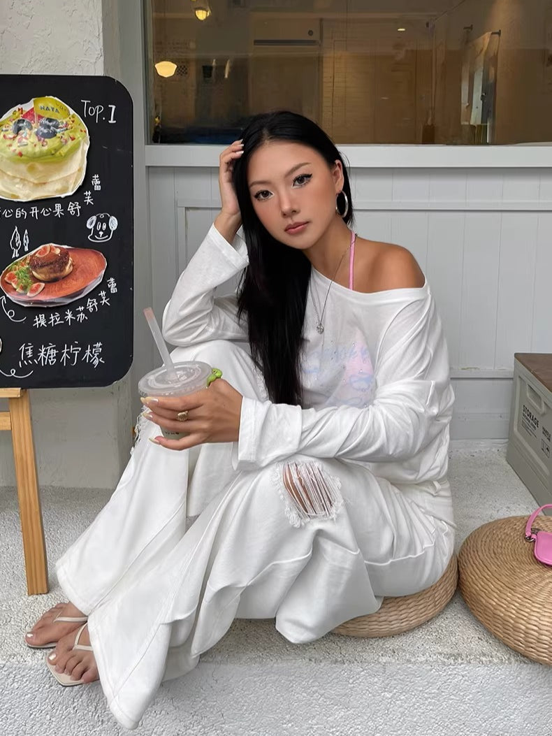 Washed Ripped Balloon-Fit Denim Jeans