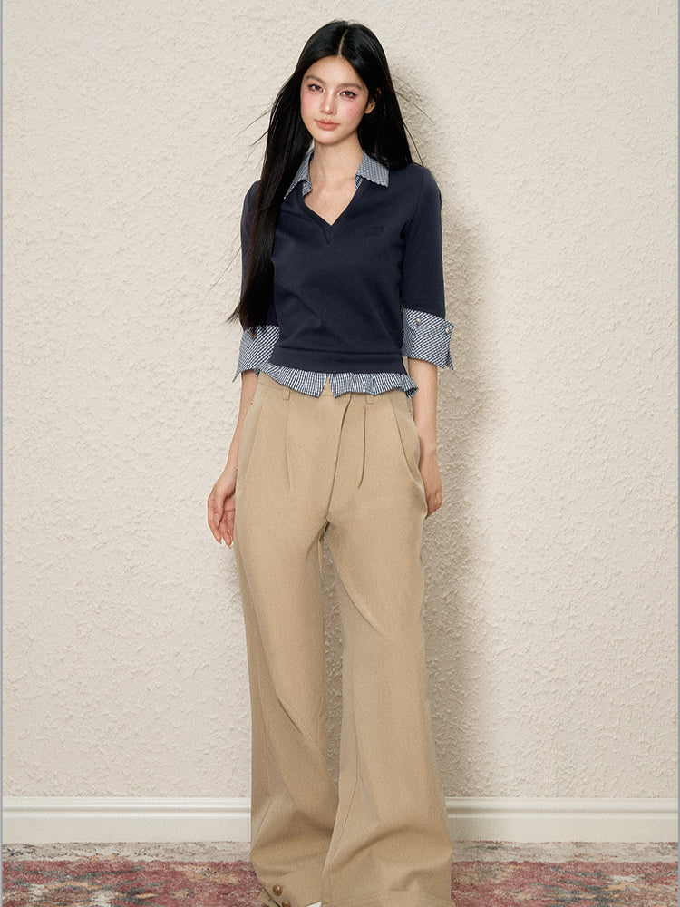 Diagonal Fly Pleated Cargo Pants