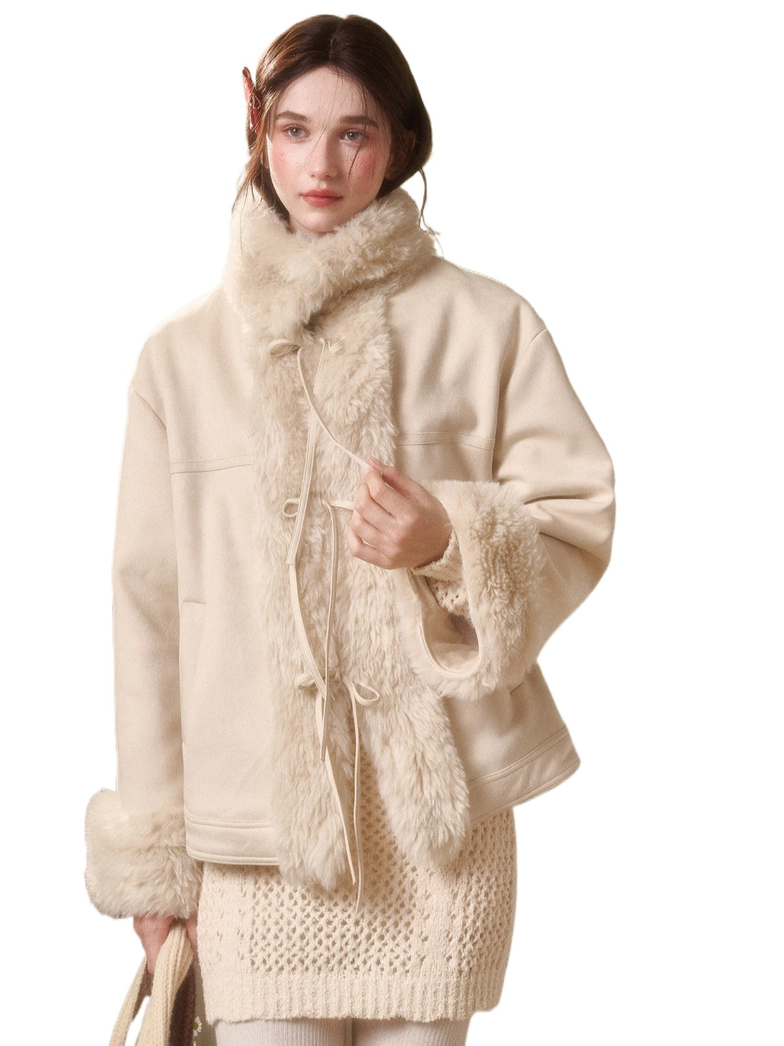 Travel Plan Shearling Fleece-Lined Stand Collar Jacket