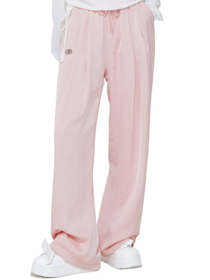 Ice Silk Drapey Elastic Waist Wide-leg Pants - CHINASQUAD