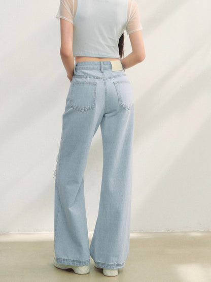 Lace-Trimmed Printed Rhinestone-Embellished Jeans