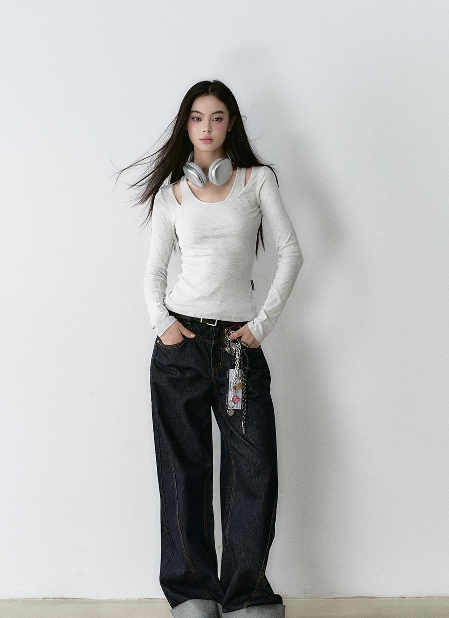 Structured Vintage-Dyed Jeans