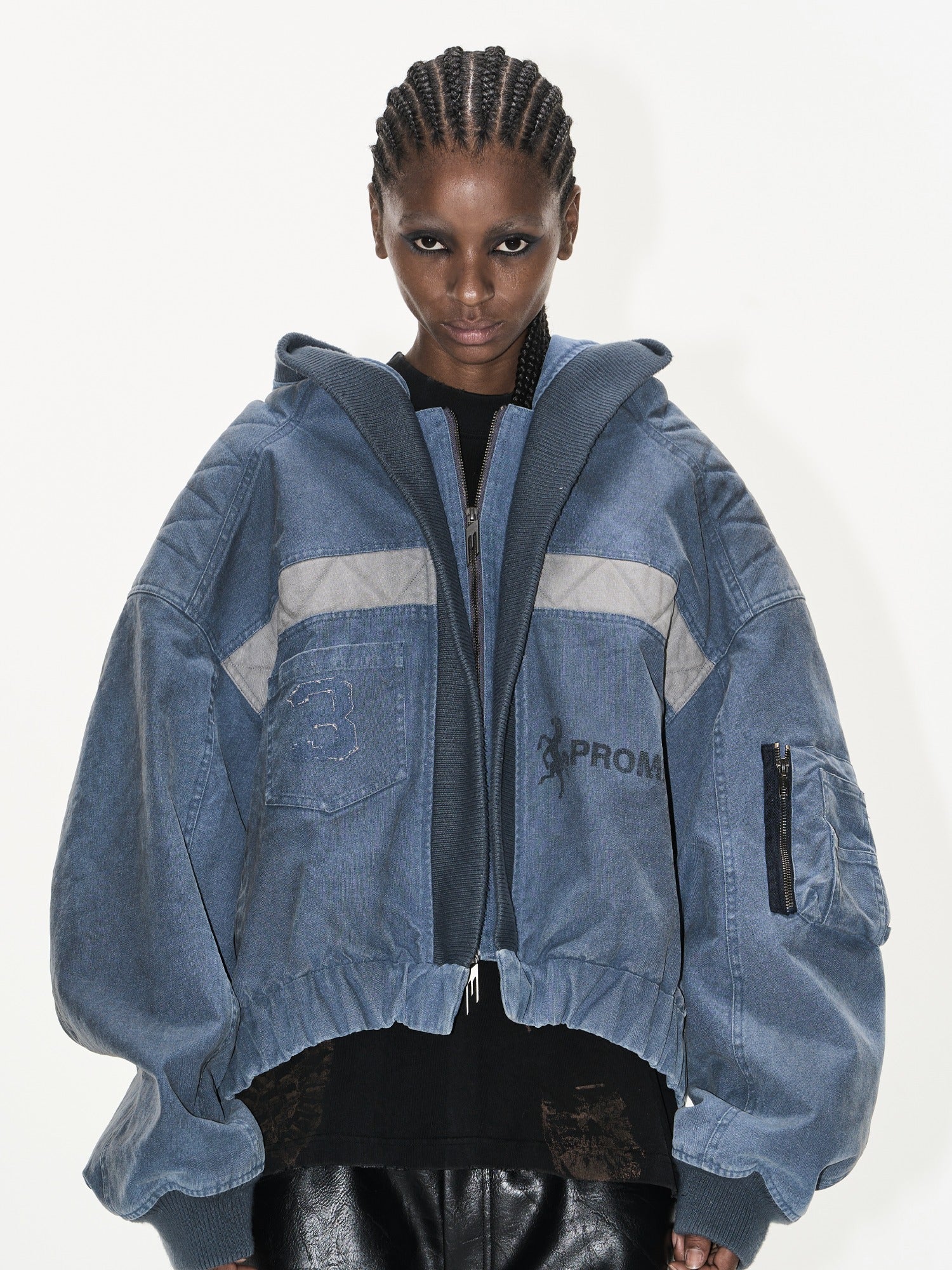 Washed Oversized Utility MA-1 Hooded Jacket