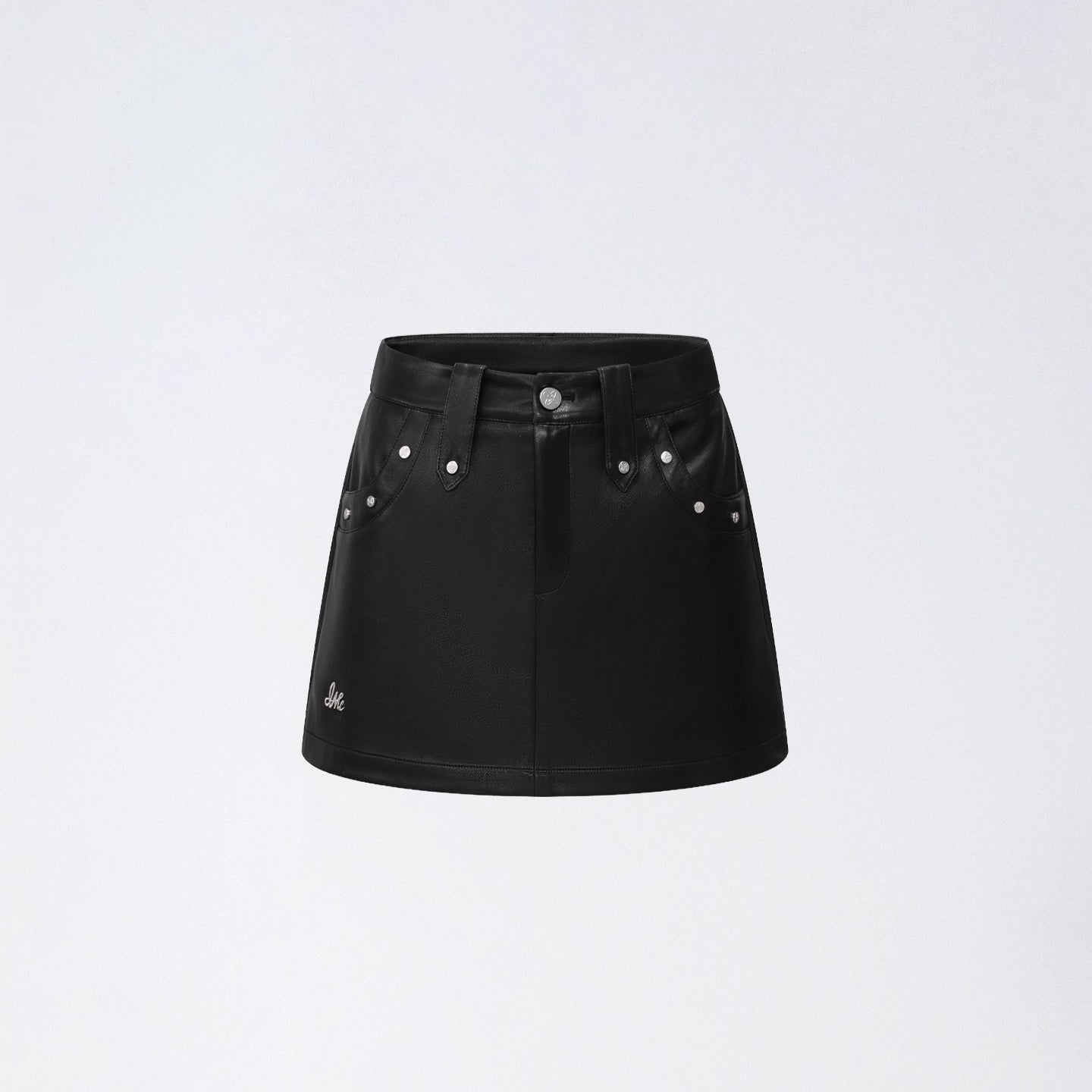 Studded A-Line Faux Leather Mini Skirt