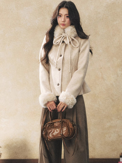 Khaki Fluid Wide-Leg Pleated Trousers