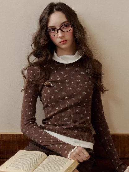 Knit Polo-Collar Long Sleeve T-Shirt