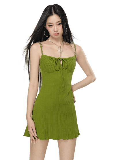 Avocado Green Slim-Fit Midi Slip Dress