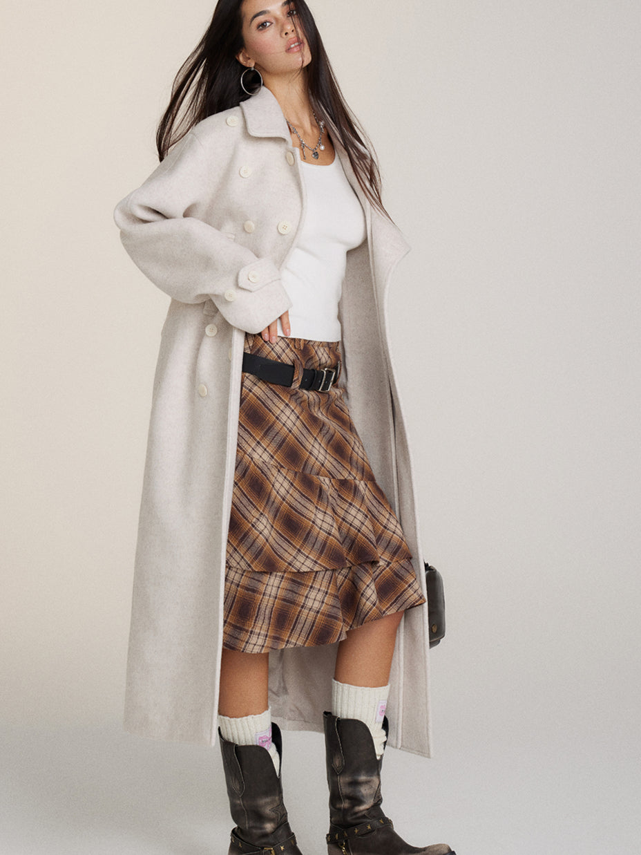 Plaid Irregular Layered Skirt