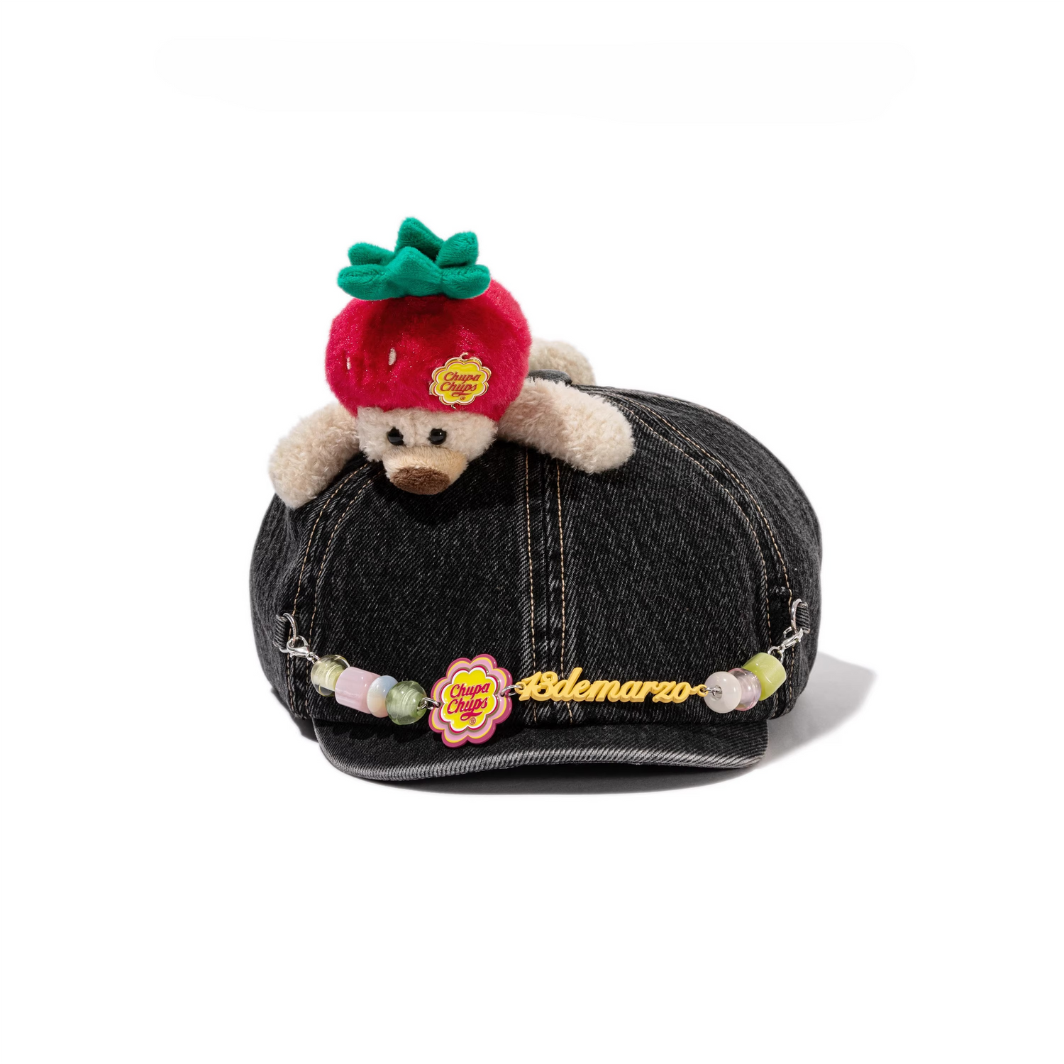 Chupa Chups Chain Detail Denim Beret