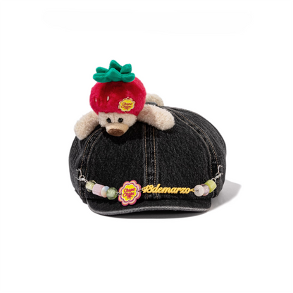 Chupa Chups Chain Detail Denim Beret