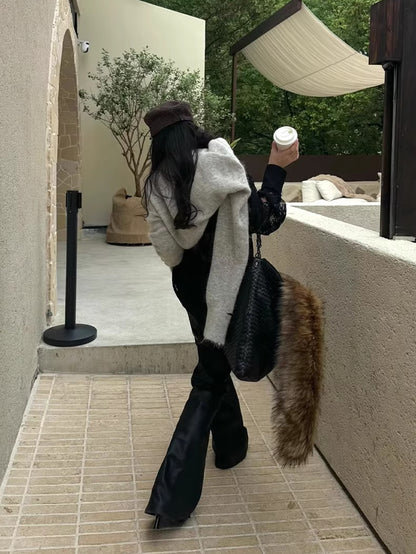 Textured Faux Leather Flared Pants