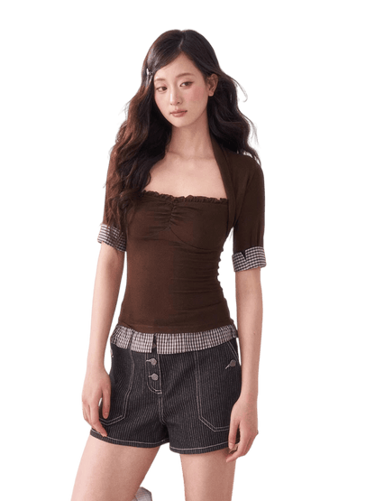 Vintage Square-Neck Wool-Blend T-Shirt