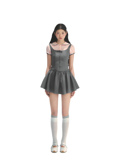 Spliced Fake Two  Piece Preppy Dress