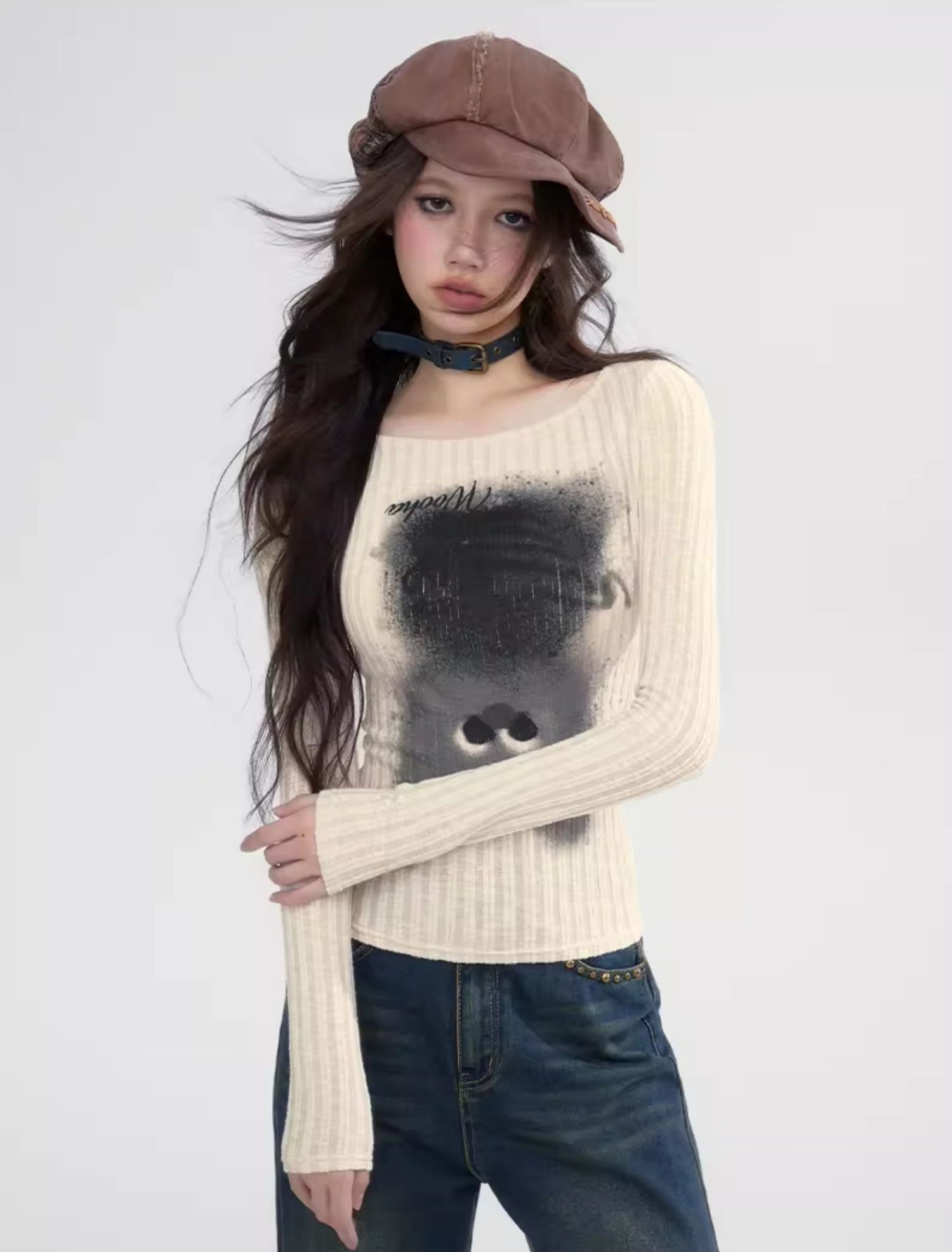 Apricot Reflection Long Sleeve Sweater - CHINASQUAD