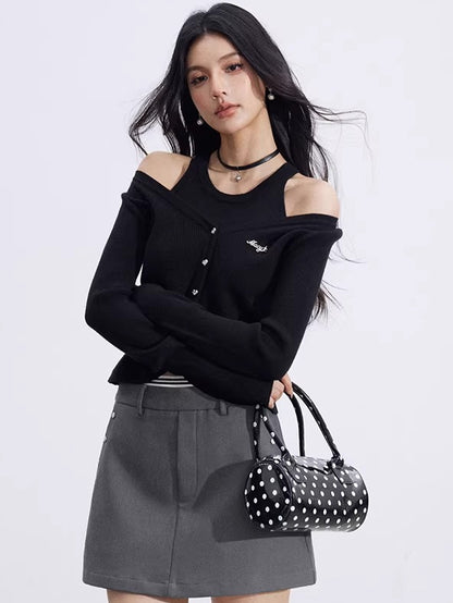 Cut-Out Layered Knit Base Layer