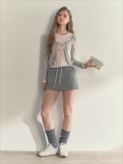 Striped &amp; Floral Design Layered Contrast Blouse