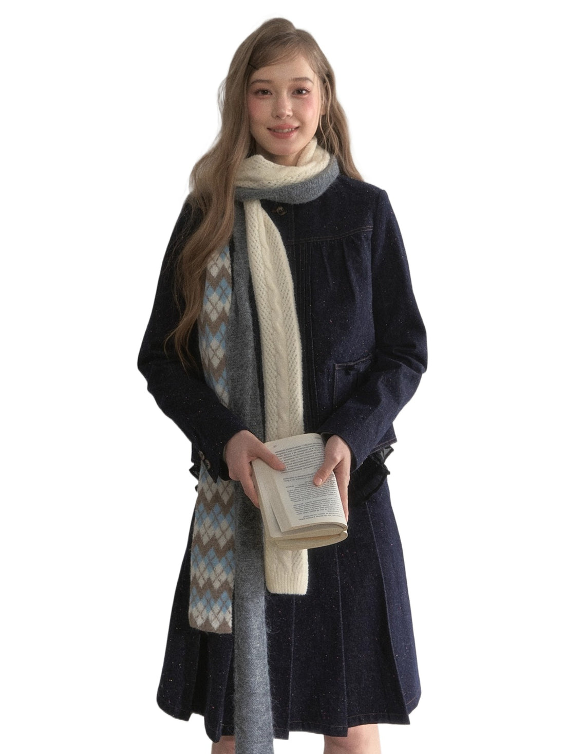 Multi-Color Ribbon Detail Knit Scarf