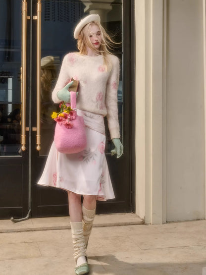 Wool-Blend Knit Top &amp; Skirt Set