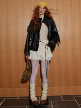 Ruffled Hem Floral Lace Mock Neck Blouse - CHINASQUAD