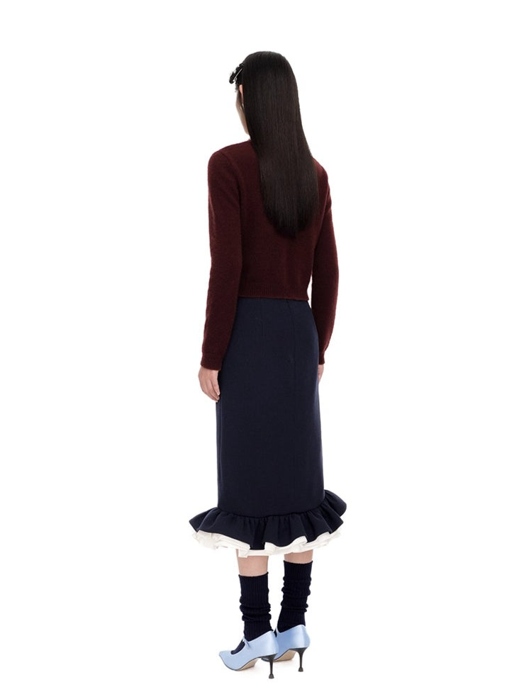 Embellished Wool-Cotton Round-Neck Knit Cardigan - CHINASQUAD