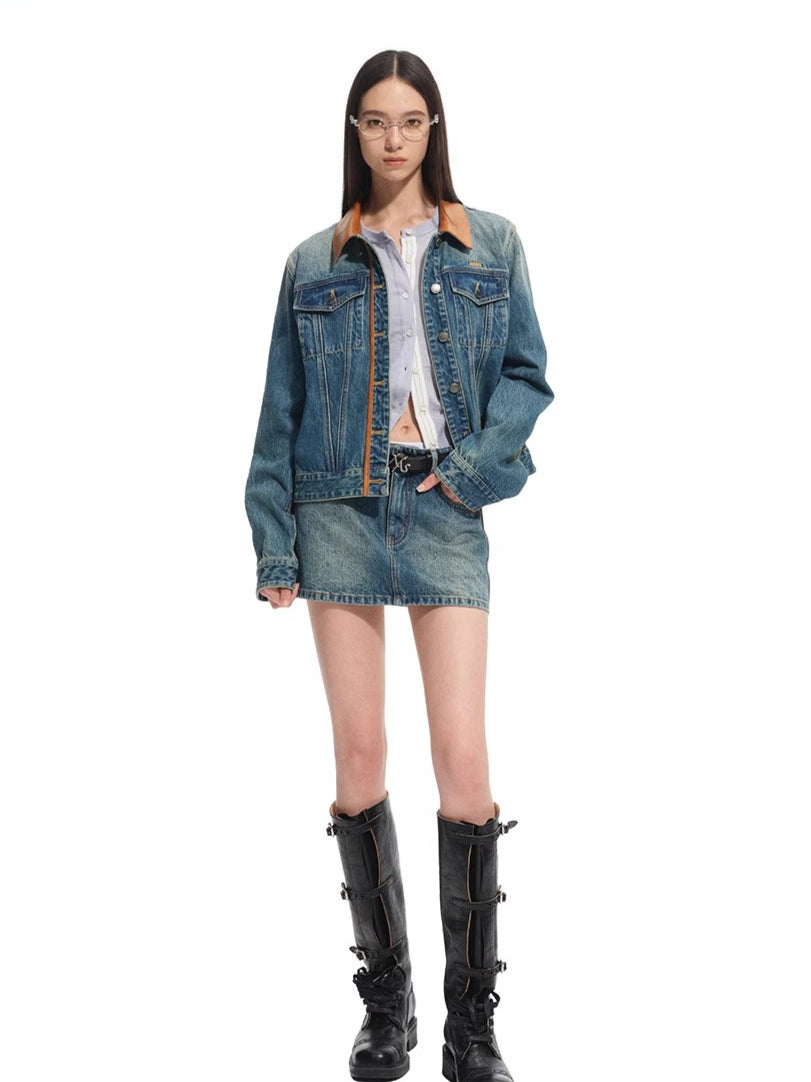 &quot;Savanna Series&quot; Washed Panel Denim Jacket
