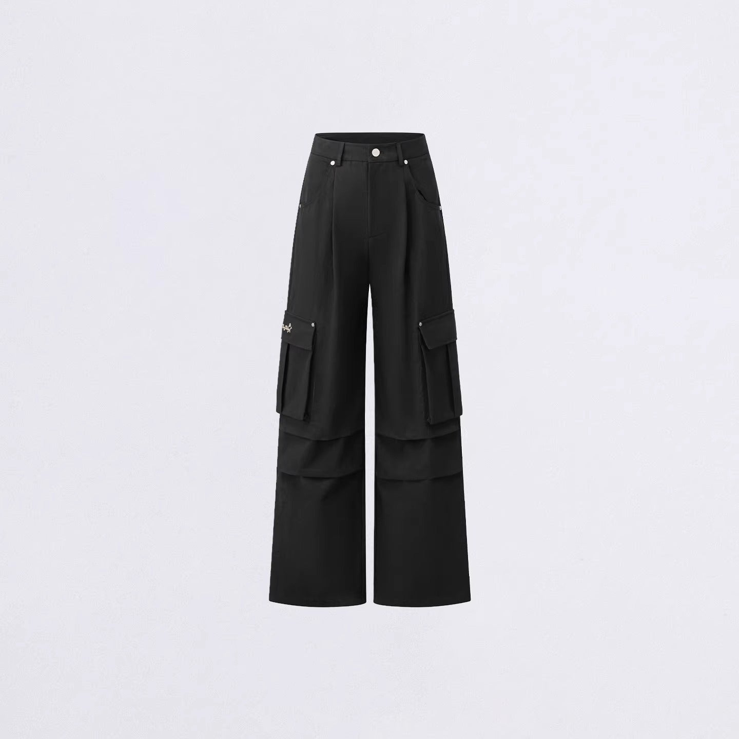 Pleated Utility Wide-Leg Pants