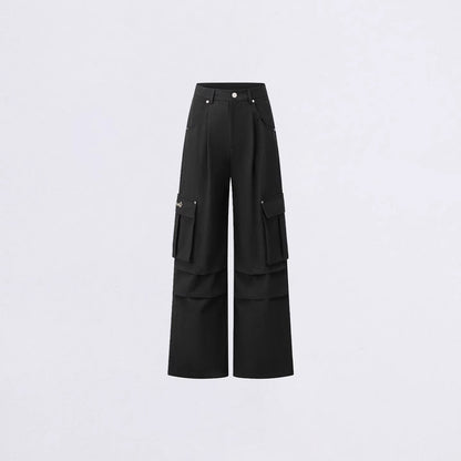 Pleated Utility Wide-Leg Pants